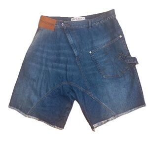 JW ANDERSON Men's Blue Twisted Workwear Denim Shorts